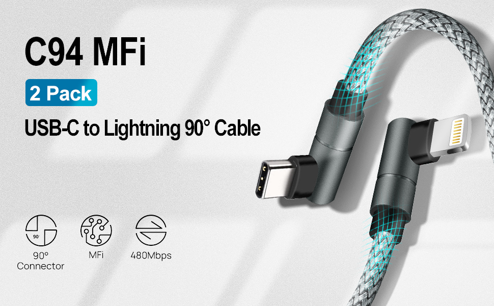 USB C to Lightning Cable 90°