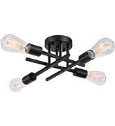 Industrial 4-Light Semi Flush Mount Ceiling Light Fixture, Modern Farmhouse Lighting Matte Black,...