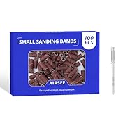 AIRSEE 100pcs Small Sanding Bands Nail Drill Bits 180 Medium Grit Nail File Attachments with 3.1m...