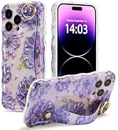 EYZUTAK Case with Hand Strap for iPhone 17 Pro Max, Colorful Oil Painting Flower Case with Wristb...