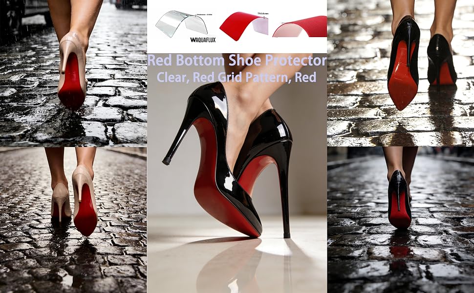 red bottom Shoe Protector on wet floor