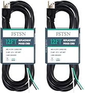 FSTSN 2 Pack 12 ft 14/3C SJTW Appliance and Power Tool Extension Cord, 14 Gauge 3 Prong Replaceme...