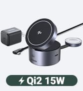 UGREEN Qi2 15W 3-in-1 Wireless Charger for iPhone 17/16/15/14/13/12 Series, Magnetic Foldable Cha...