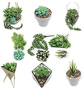 Digicharge 6 x Artificial Plastic Fake Succulents Plants Flowers Sempervivum Faux Set Of 6