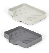 Silicone Soap Dish for Shower with Self Draining, 2 Pack Soap Holder for Bathroom, Silicone Spong...