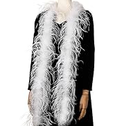 Soarer White Ostrich Feather Boa - 2Yards 1Ply Long Boas for Christmas,Wedding Party,DIY Craft Se...
