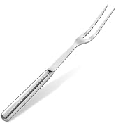 carving fork for meat shown as stainless steel fork tool with long handle on white background
