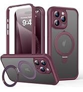 SKYLMW for iPhone 15 Pro Max Case with Invisible Magnetic Stand, Compatible with Mag-Safe Translu...