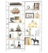 Homykic Double Wide Bamboo Bookshelf White, 6-Tier Large Open Bookcase with 12 Display Shelves, 6...