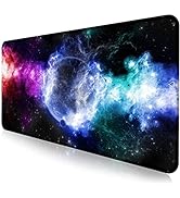 Large Extended Gaming Mouse Pad with Stitched Edges, Non-Slip Waterproof Rubber Base Mouse Pad fo...