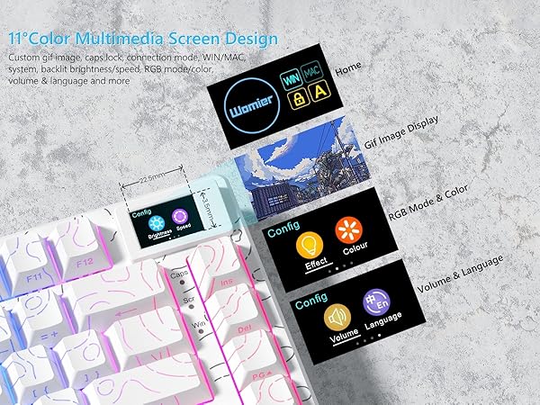 75% Percent Keyboard Mechanical Gaming Keyboard Topographic keycaps