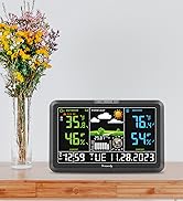 DreamSky Weather Station Indoor Outdoor Thermometer Wireless with Digital Atomic Clock for Home, ...