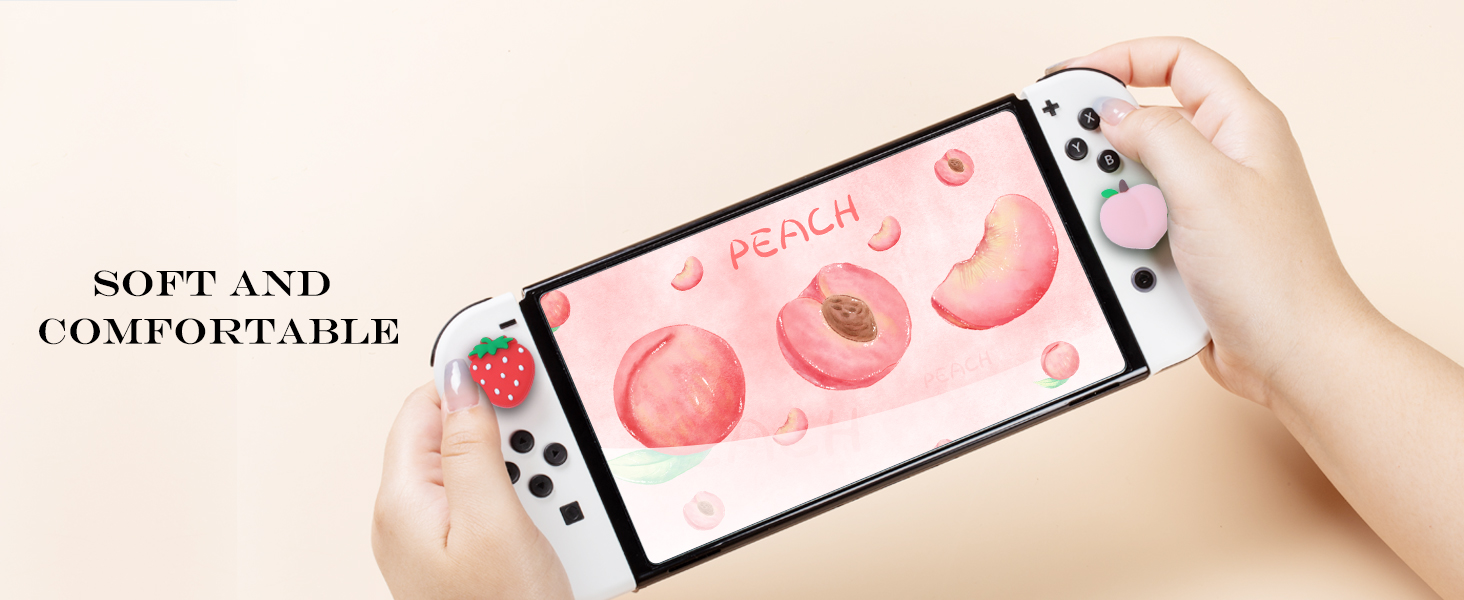 Switch joycon thumb grips strawberry peach