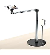 Overhead Phone Mount with Light for iPhone, Table Tripod for Content Creators, Portable Phone Cam...