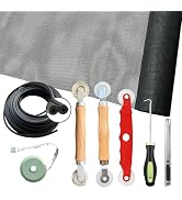 Sliding Screen Door &amp; Window Screen Replacement Kit, 48"x118" Black Fiberglass Screen Mesh with S...