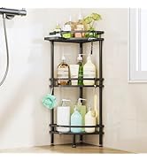 HapiRm Standing Corner Shower Caddy - 3 Tier Shower Organizer Corner with Soap Holder and 4 Hooks...