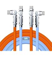 USB-C to USB-C Cable 2 Pack 5ft 180°Rotating Charger Cord Type C Chubby Silicone USB C to C Cable...