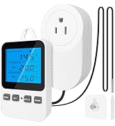 Temperature Controlled Outlet Thermostat Plug 120V Heating Cooling Control Timer Thermostat Outle...