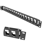 QiaoYoubang 1U Hinged 16-Port Blank Keystone Patch Panel for RJ45, USB, HDMI, Cat5e, Cat6 Keyston...
