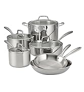 Tramontina Tri-Ply Clad Stainless Steel 10-Piece Cookware Set with Glass Lids, Pots and Pans Kitc...
