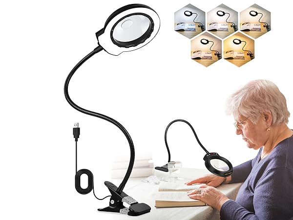 magnifying glass with light and stand for reading