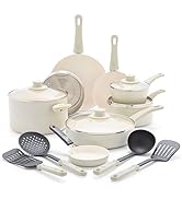 GreenLife Soft Grip 16 Piece Cookware Set, Non-Toxic PFAS-Free Ceramic Nonstick, Frying, Sauce, S...