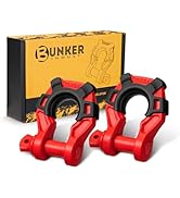 BUNKER INDUST 3/4" D Ring Shackle with 7/8" Pin,Red Tow Shackles with Isolator for Use with Tow S...