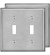 [2 Pack] BESTTEN 2-Gang Toggle Metal Wall Plate with White or Clear Plastic Film, Anti-Corrosion ...