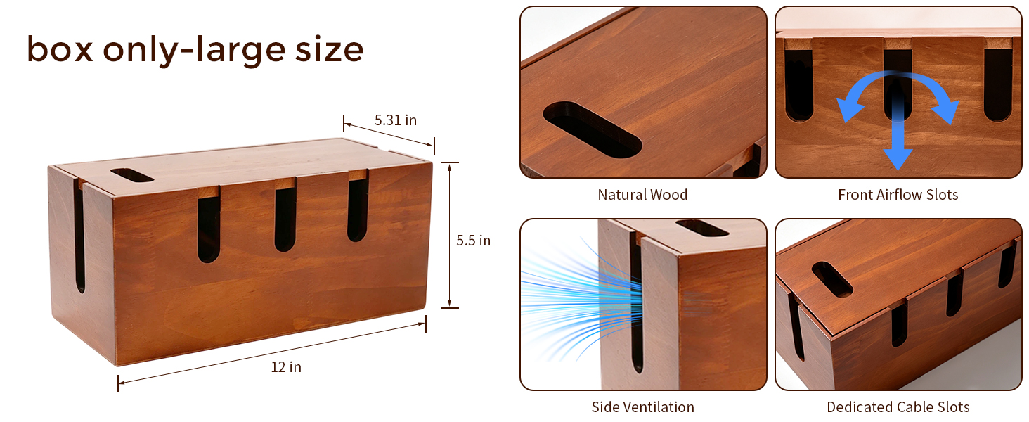 wooden cable management box