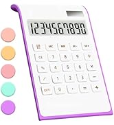Purple Calculator, UPIHO Purple Office Supplies and Accessories, 10 Digits Solar Battery Basic Of...