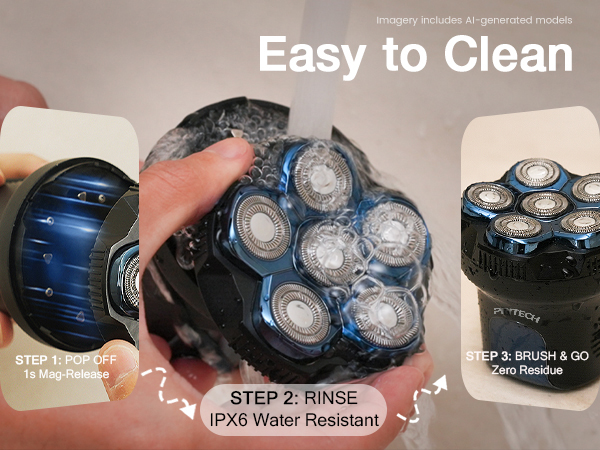 No screws, no tools. Just pop, rinse, and snap back for a perfectly aligned shave every time.