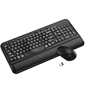 Ergonomic Wireless Keyboard and Mouse Combo, Wave Keys, Full Size Silent Keyboard with Soft Palm ...