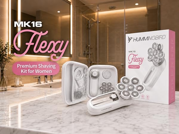 MK16 Flexy women’s premium shaving kit with electric shaver heads and storage case
