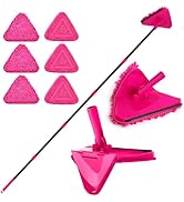 JEHONN Wall Mop with Long Handle 80 inches, Upgraded 180° Collapsible Baseboard Cleaner Tool with...
