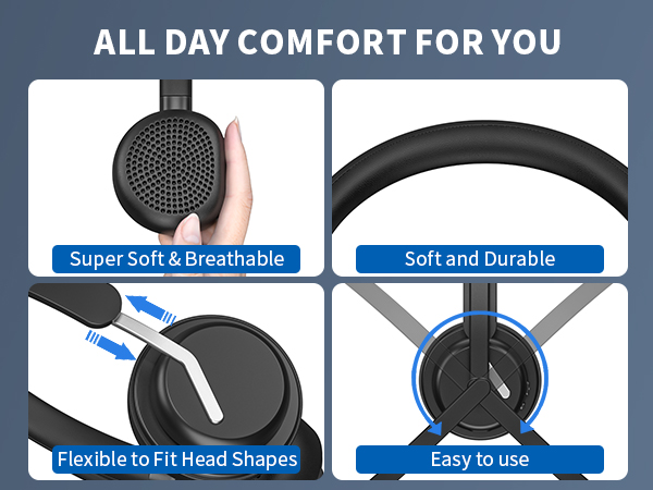 bluetooth headset with mic computer headset with microphone noise cancelling headphones for work