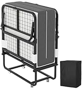 Folding Bed with Mattress - Portable Foldable Roll Away Adults Bed for Guest, 5-Inch Thick Luxuri...