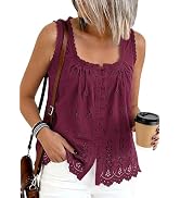 PRETTYGARDEN Womens Tank Tops 2026 Summer Button Down Shirts Embroidered Eyelet Dressy Casual Blo...