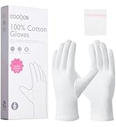 COOLJOB 100% Cotton Gloves, 6 Pairs White Cotton Gloves for Dry Hands Moisturizing &amp; Eczema, Over...