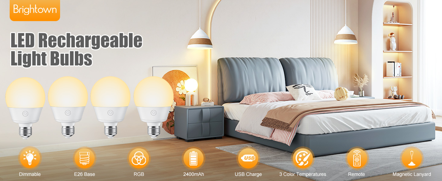 Brightown E26 Rechargeable Bulb 
