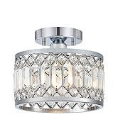 Pevfah Crystal Chrome Ceiling Light, Modern Semi Flush Mount Ceiling Lighting Fixture 9 inch