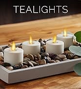 Luminara Moving Flame LED Flameless Tealights Set of 4 Remote Ready Battery Operated Plastic