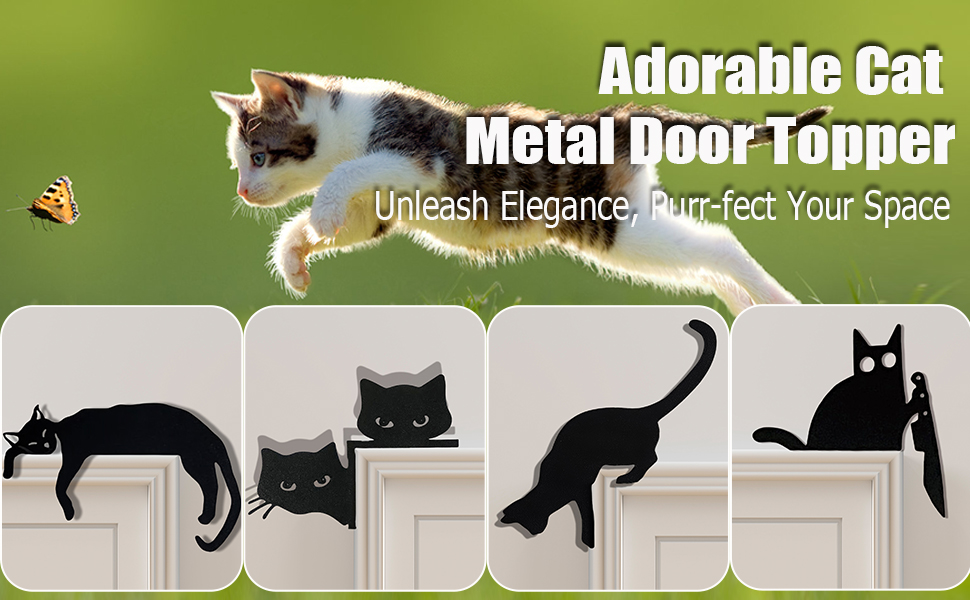 adorable cat door topper; adorable cat door toppers; cat door corner decor; 