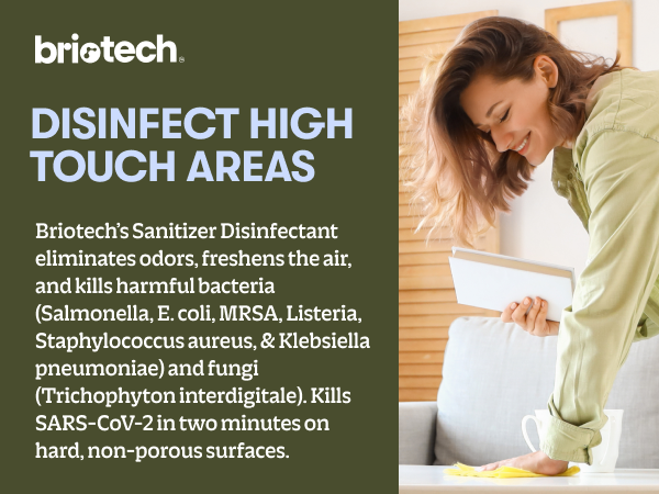 Woman cleaning surface with no gloves