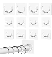 YEHOSHUN 12 Pack Heavy Duty Shower Rod Holders No Drilling, Adhesive Curtain Rod Brackets for Wal...