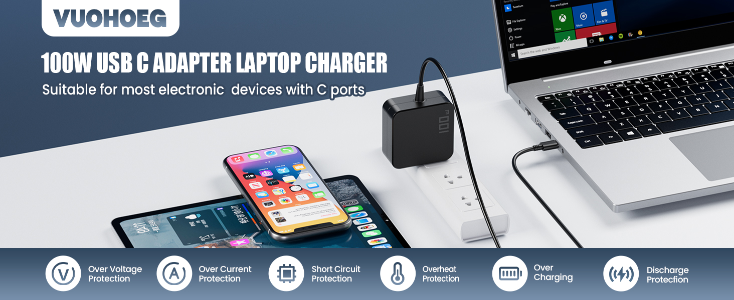 100W USB-C Power Adapter Fast Charger