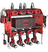 ZESEN Power Tool Organizer with Charging Station, Heavy Duty 3 Layer Drill Holder Wall Mount Gara...