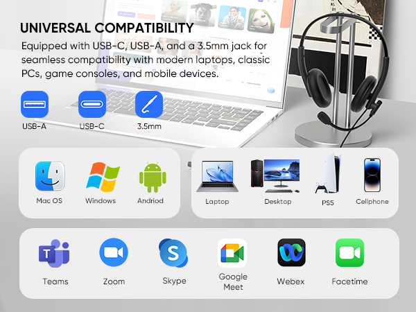 USB Headset with Microphone