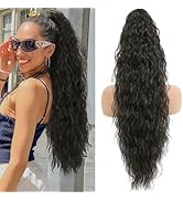LEDIZE Ponytail Extension, Claw Clip on Pony tails Hair Extension for Women 28 Inch Long Wavy Cur...