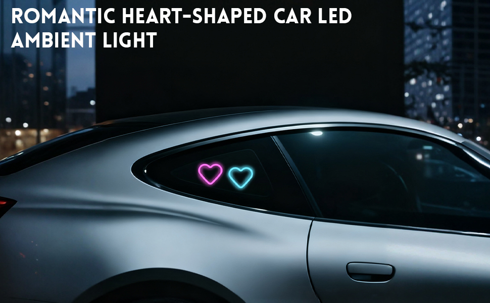 Enhance your car&amp;#39;s interior with a romantic and visually appealing heart-shaped neon light.