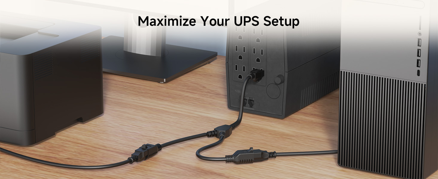 [ETL Listed] Cable Matters 2-Pack 3 Outlet Power Splitter Cord - 1.5ft, NEMA 5-15P to 3X NEMA 5-15R